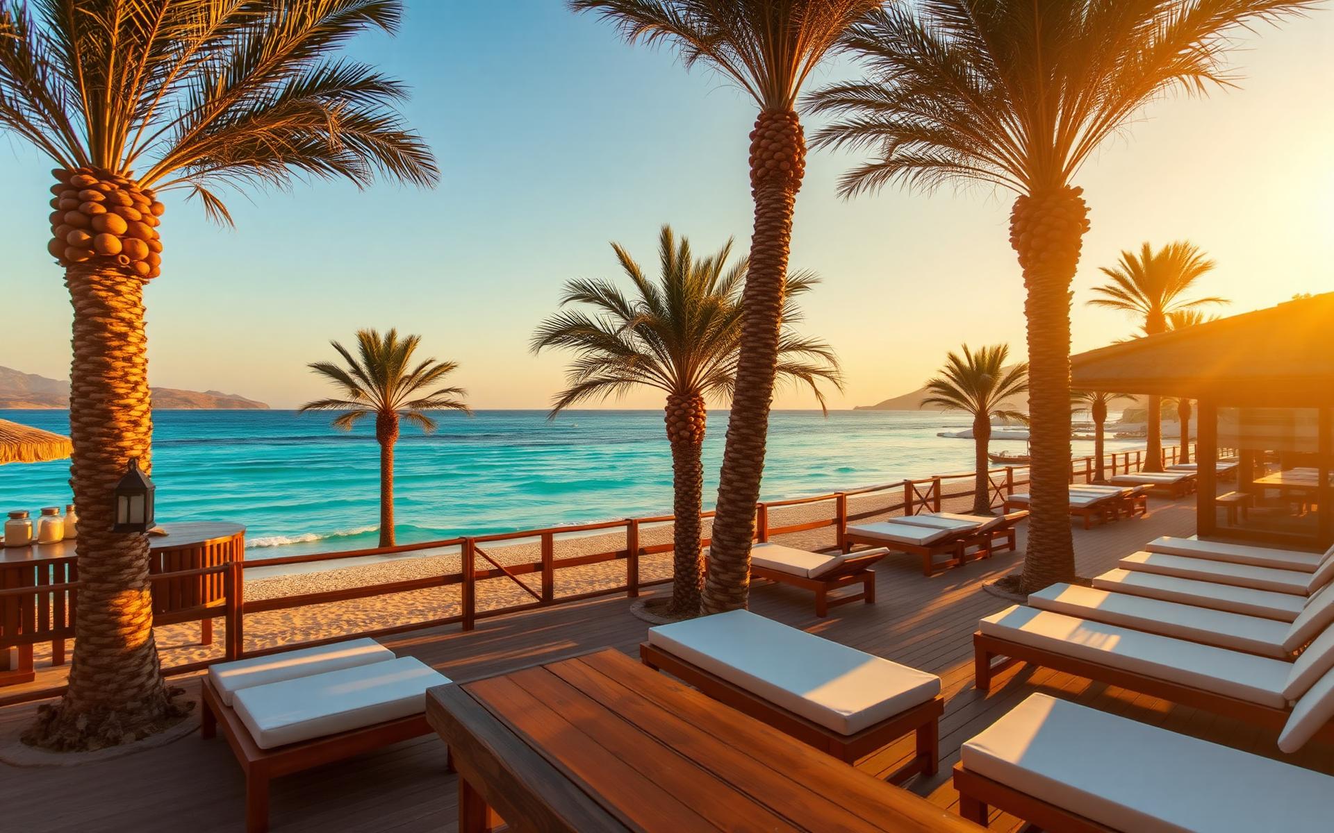 COCO Beach Bar at sunset in Keramoti